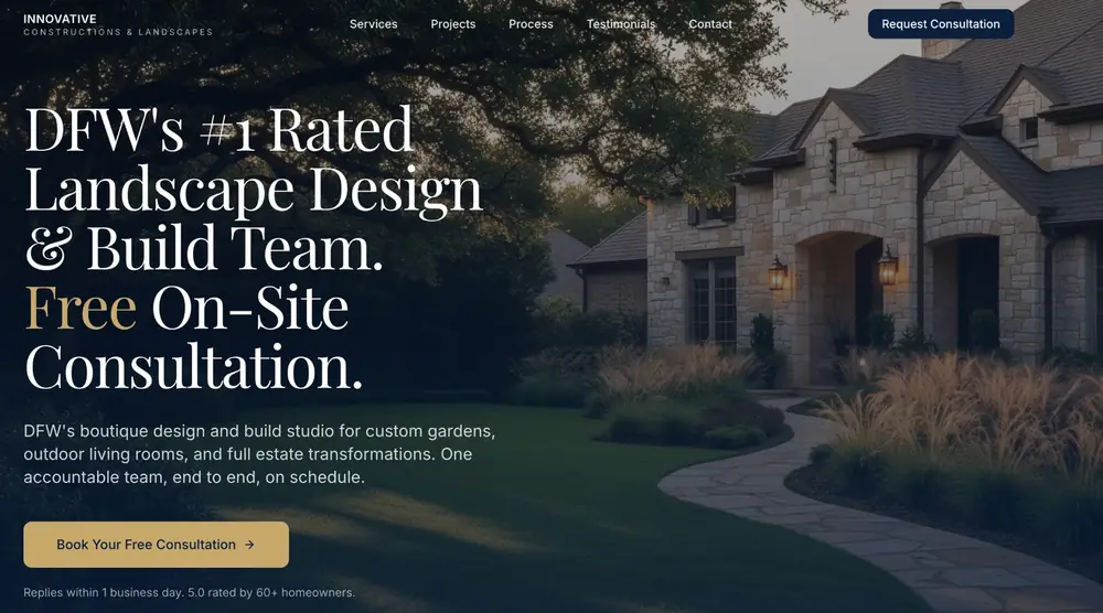 Innovative Constructions & Landscapes website built by MRVL Websites