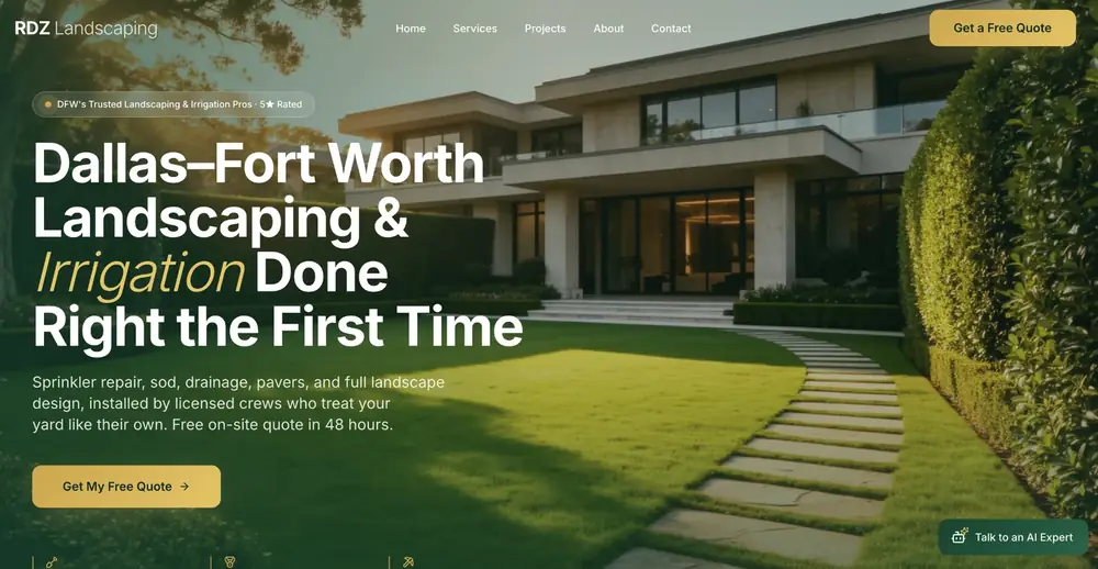 RDZ Landscaping website built by MRVL Websites